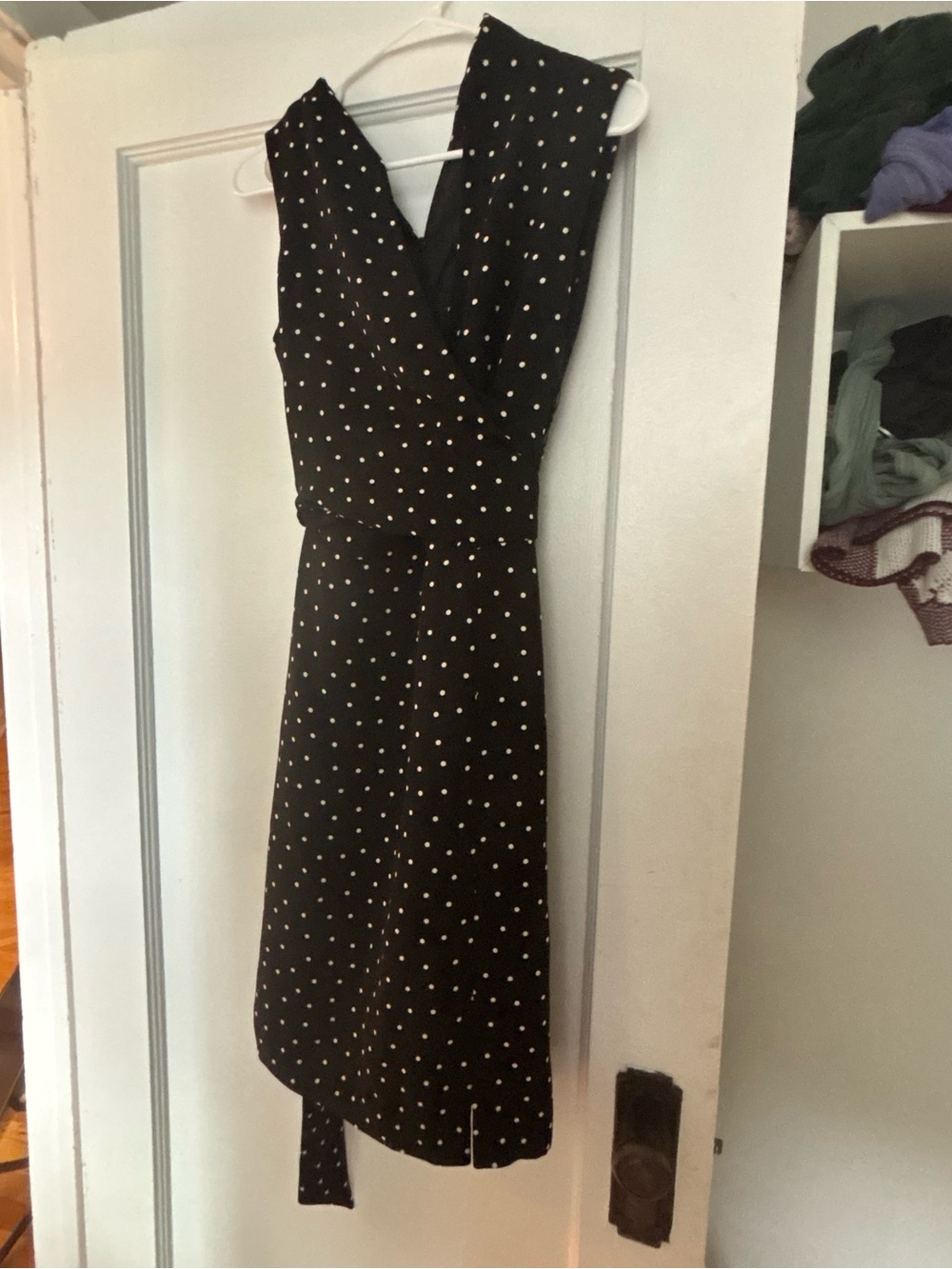 Black Polka Dot Wrap Dress - Classic Sleeveless Women’s Dress